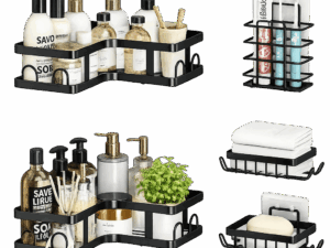 Corner Shower Caddy Organizer With Adhesive Stickers