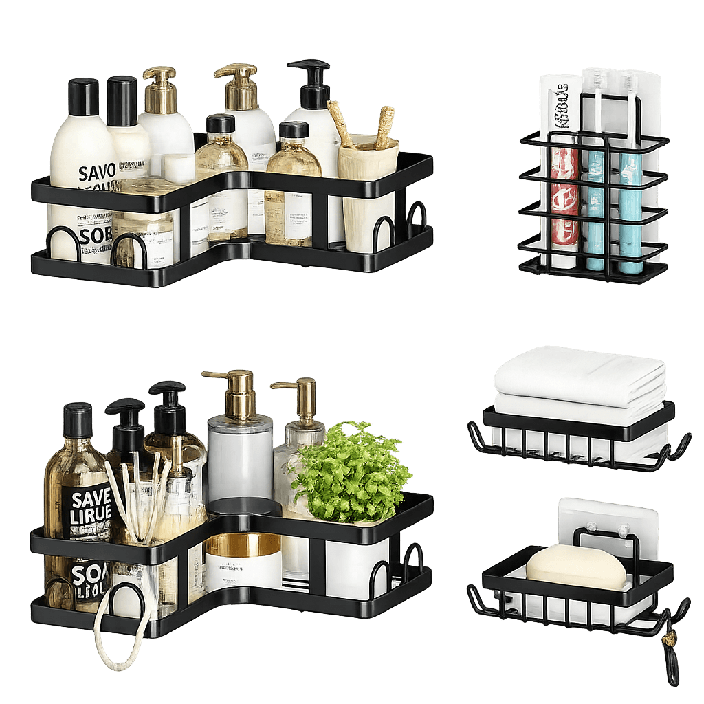 Corner Shower Caddy Organizer With Adhesive Stickers
