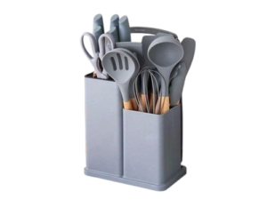 Silicone Set Of  Wood Spoon And Knife Set (19Pcs)